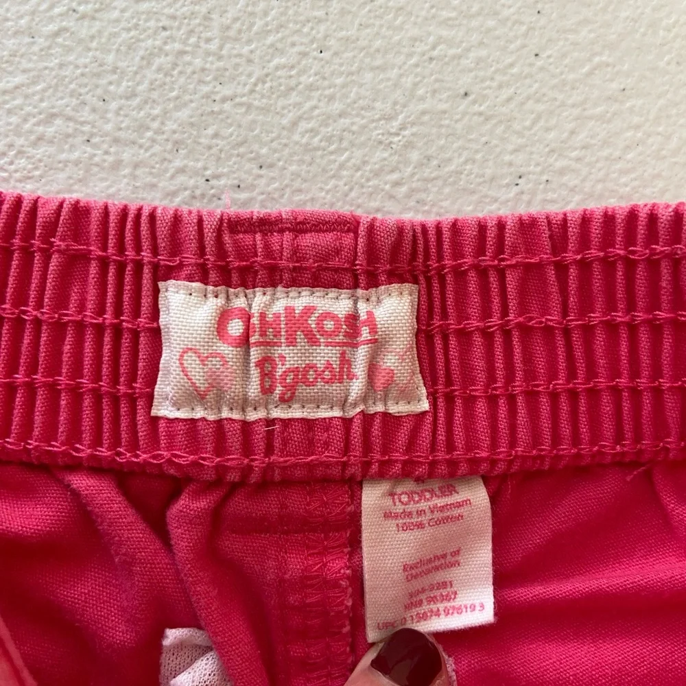 EUC Oshkosh B’gosh toddler girl’s pink floral embroidered elastic‎ summer shorts